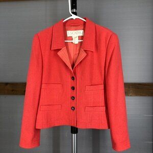 ESCADA MARGARETHA LEY Coral Pink Wool Boucle Blazer w Silk Lining Sz 40 (US 10)